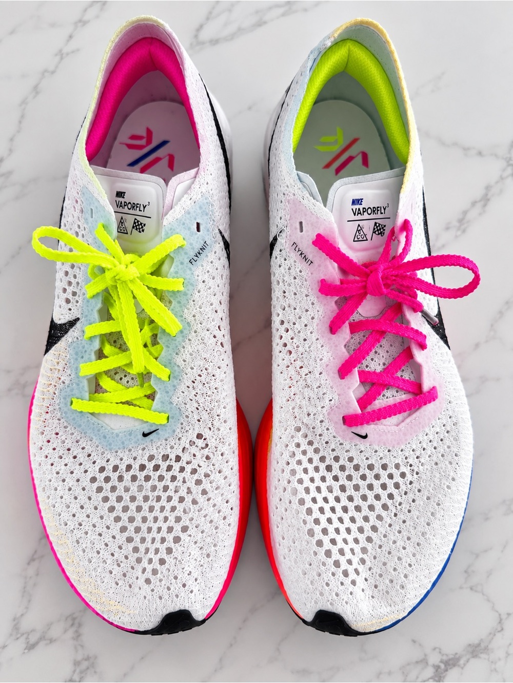 Nike Vaporfly Women's White Neon Pink & Yellow Running Shoes Size 8.5